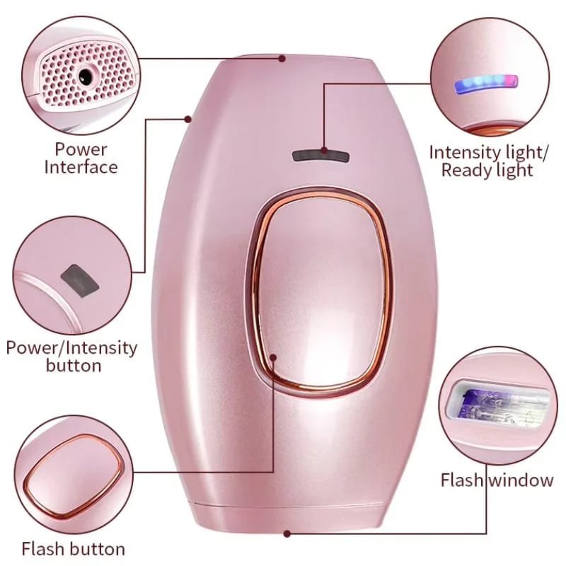 Mini IPL Hair Removal Device - Permanent Painless Laser Hair Remover For Women | 500,000 Flashes | Full Body, Face, Underarm, Bikini & Legs | With Safety Glasses & Razor